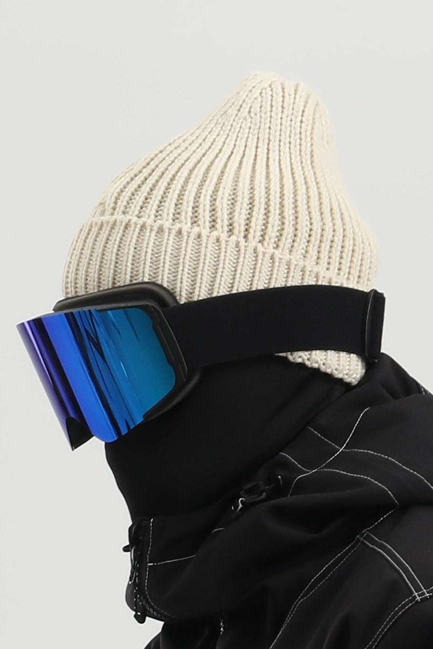 Unisex Blue Or Orange Mirror Lens Black Frameless Quick-release Lens Vision-stabilizing Anti-glare Ski & Snowboard Goggles