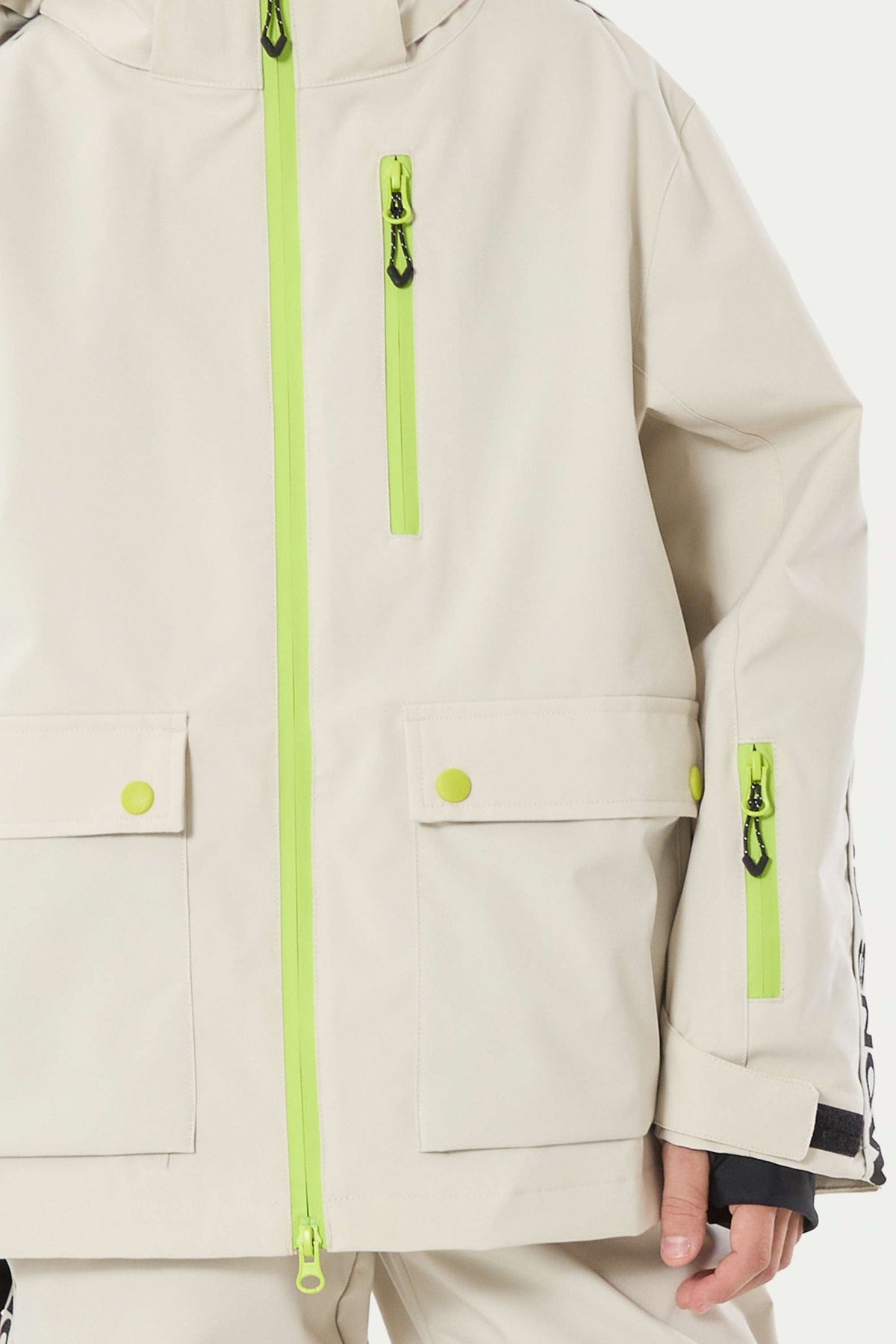 Kinder Schneejacke in Off-White mit gefüttertem Kragen