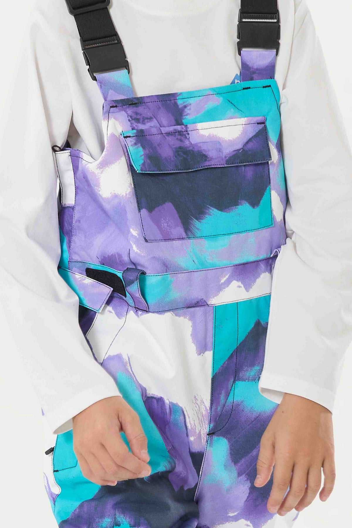 Boys’ Purple Tie-dye Reflective Workwear Snow Bib Pants