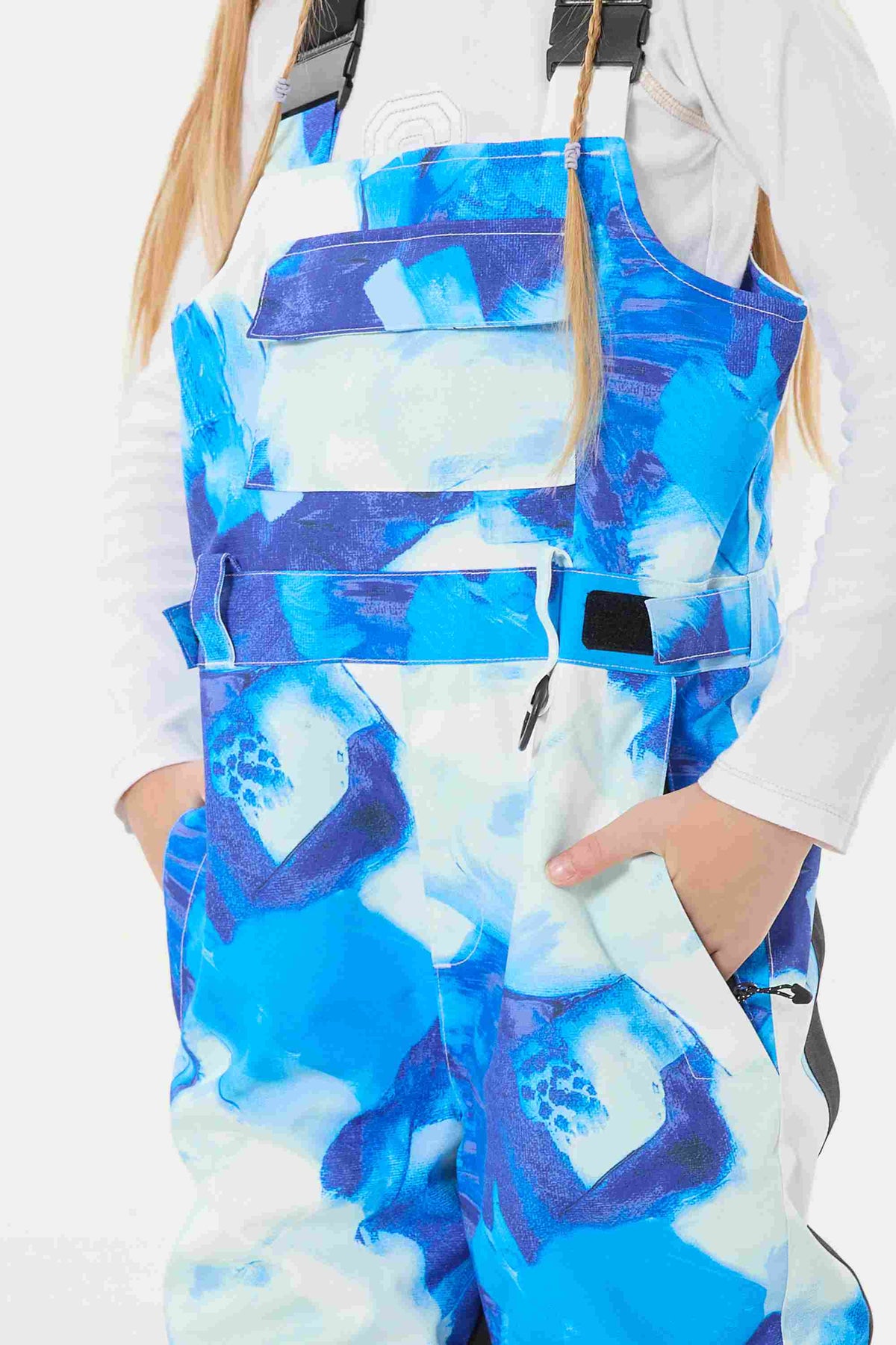 Mädchen Blaue Batik-Latzhose mit reflektierender Schneehose