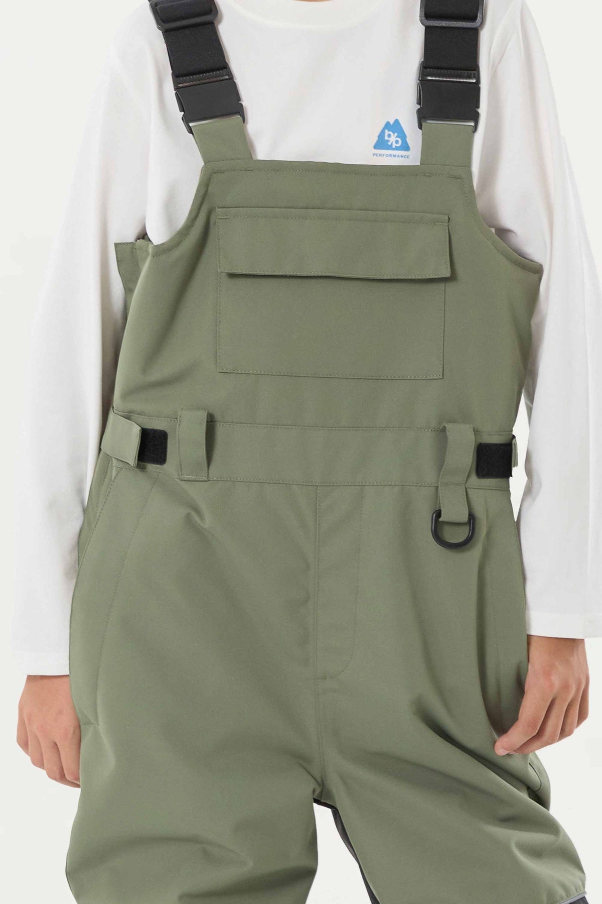 Boys’ Army Green Reflective Workwear Snow Bib Pants