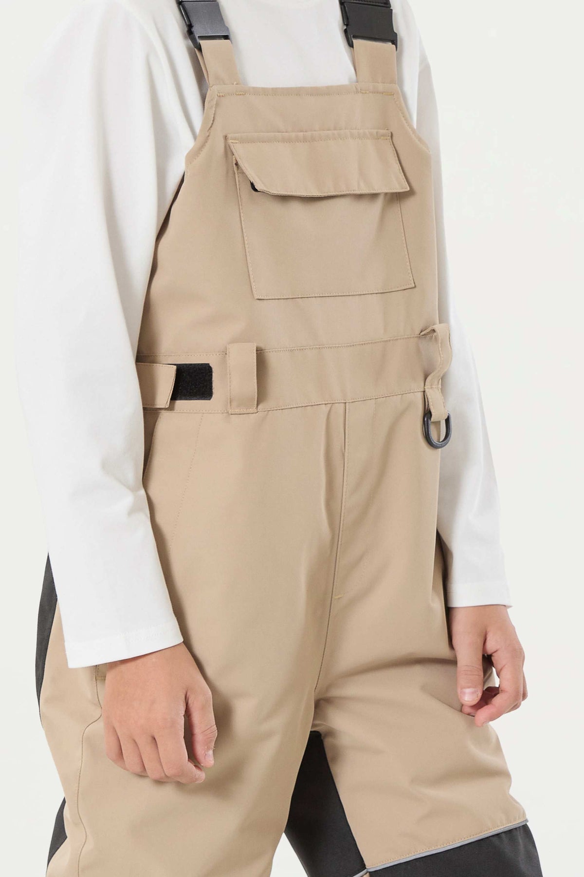 Boys’ Khaki Reflective Workwear Snow Bib Pants