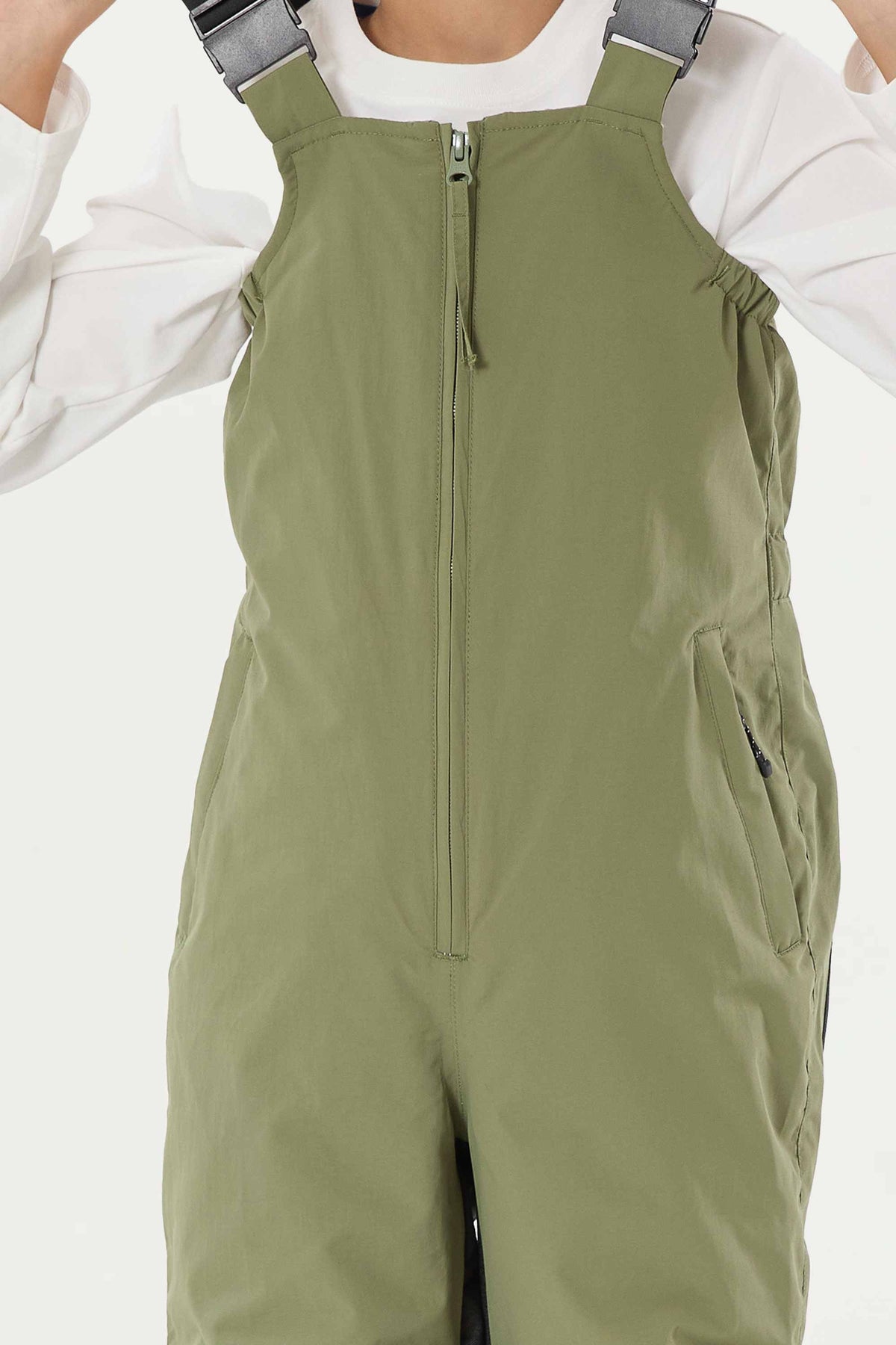 Boys’ Army Green Reflective Waterproof Insulated Snow Bib Pants