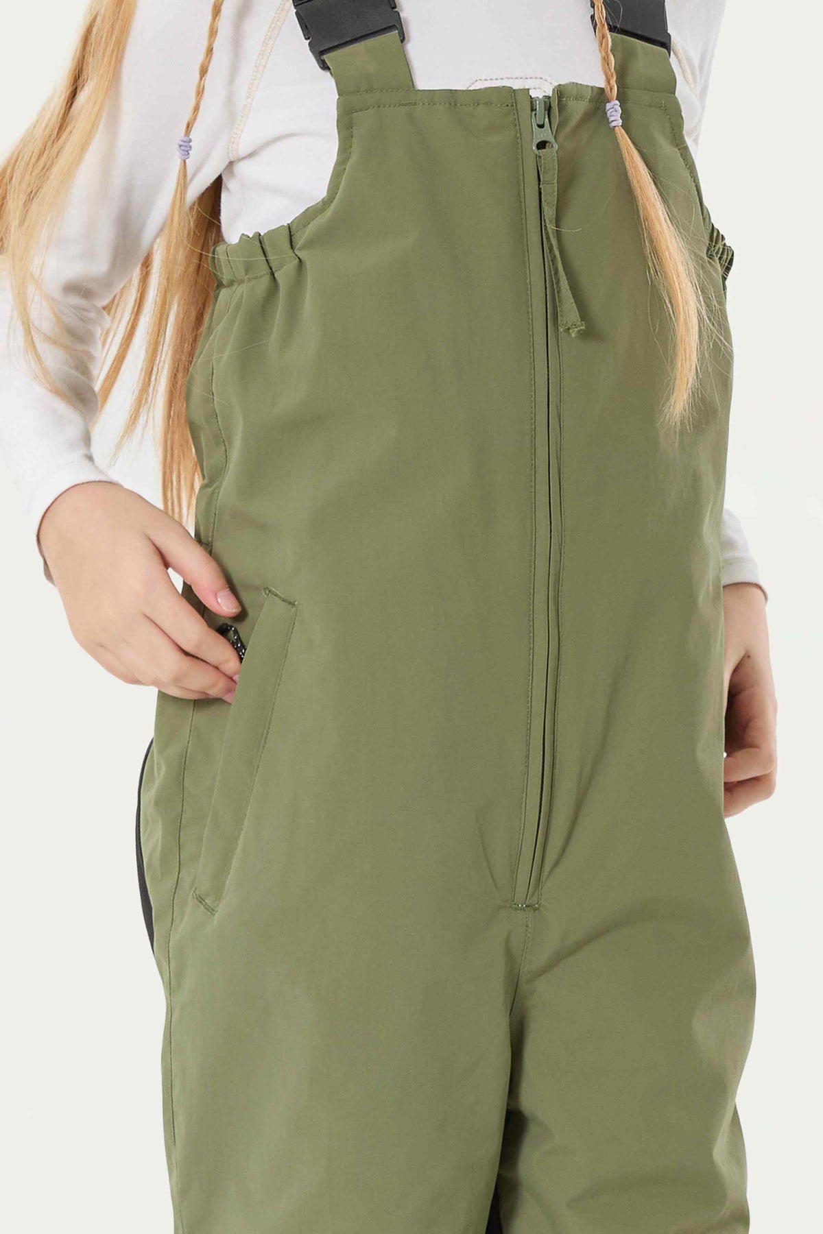 Mädchen Armee-Grün reflektierende wasserdichte isolierte Schneelatzhose