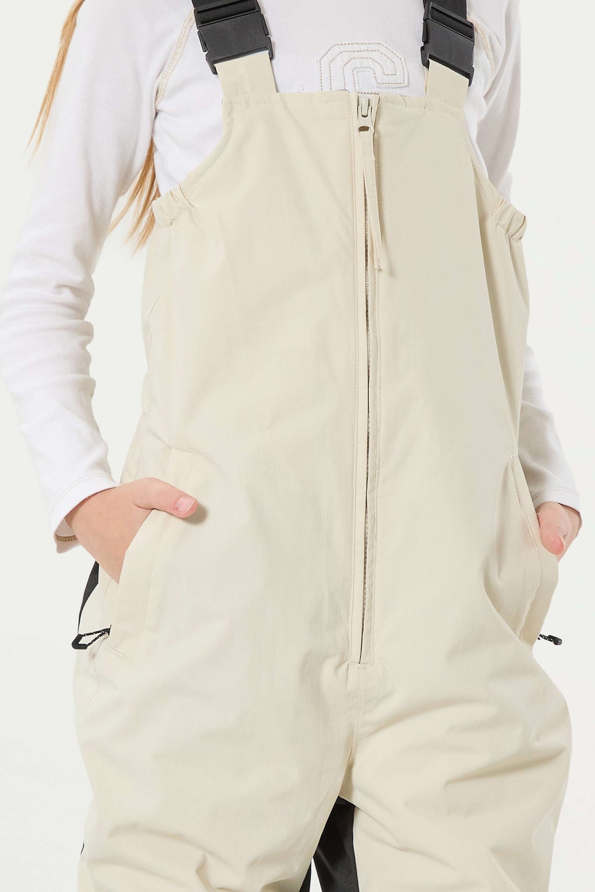 Girls’ Off White Reflective Waterproof Insulated Snow Bib Pants