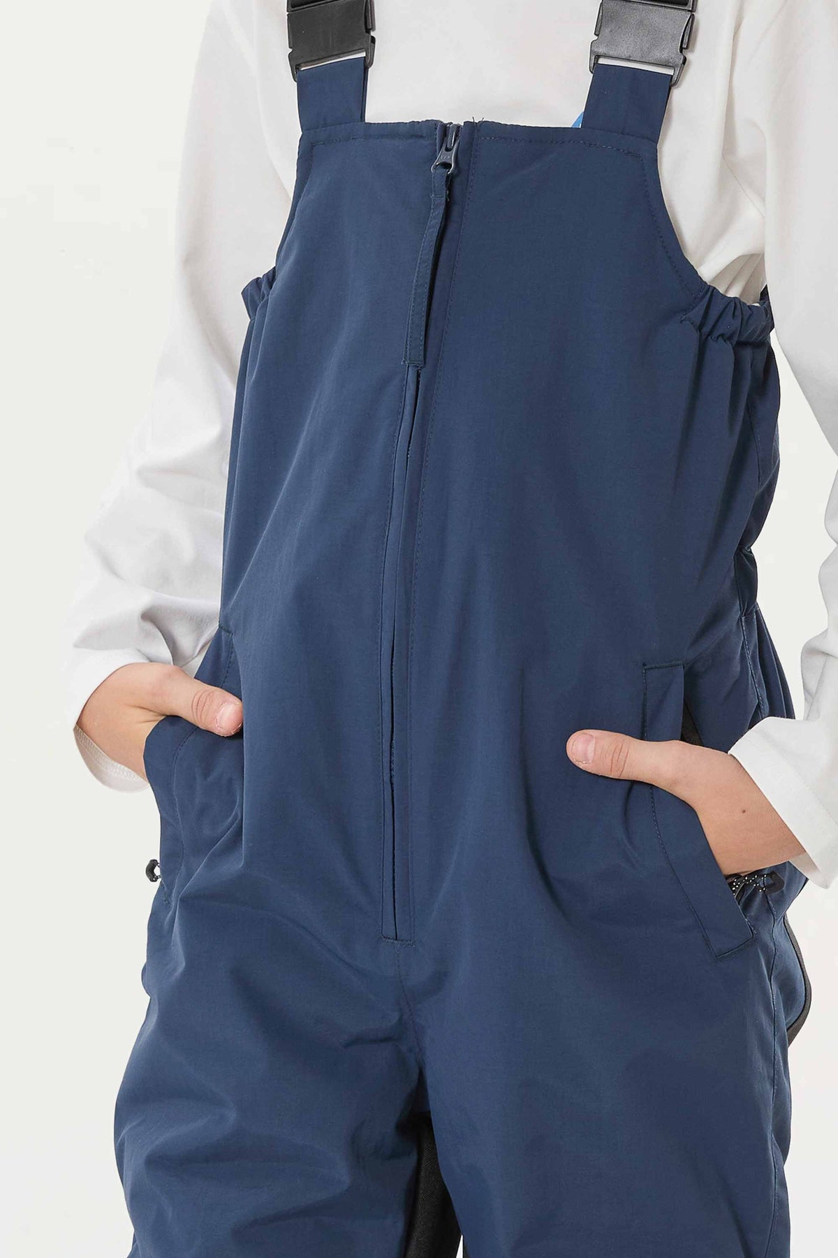 Boys’ Navy Blue Reflective Waterproof Insulated Snow Bib Pants