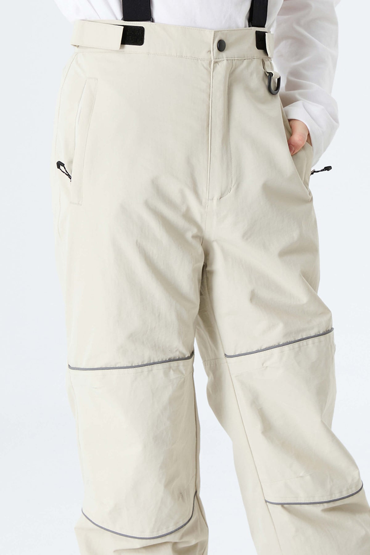 Boys' Off White Reflective Trim Insulated Snow Pants