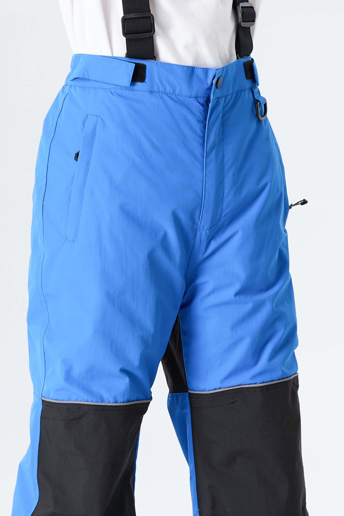 Boys' Bright Blue Color-Block Reflective Snow Pants With Detachable Suspenders