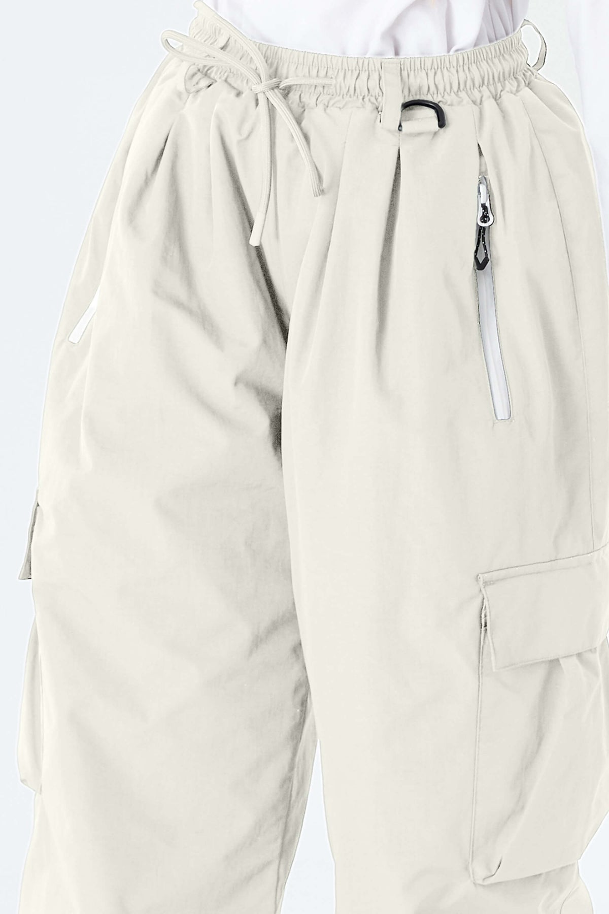 Girls' Off White Baggy Insulated Cargo Snow Pants