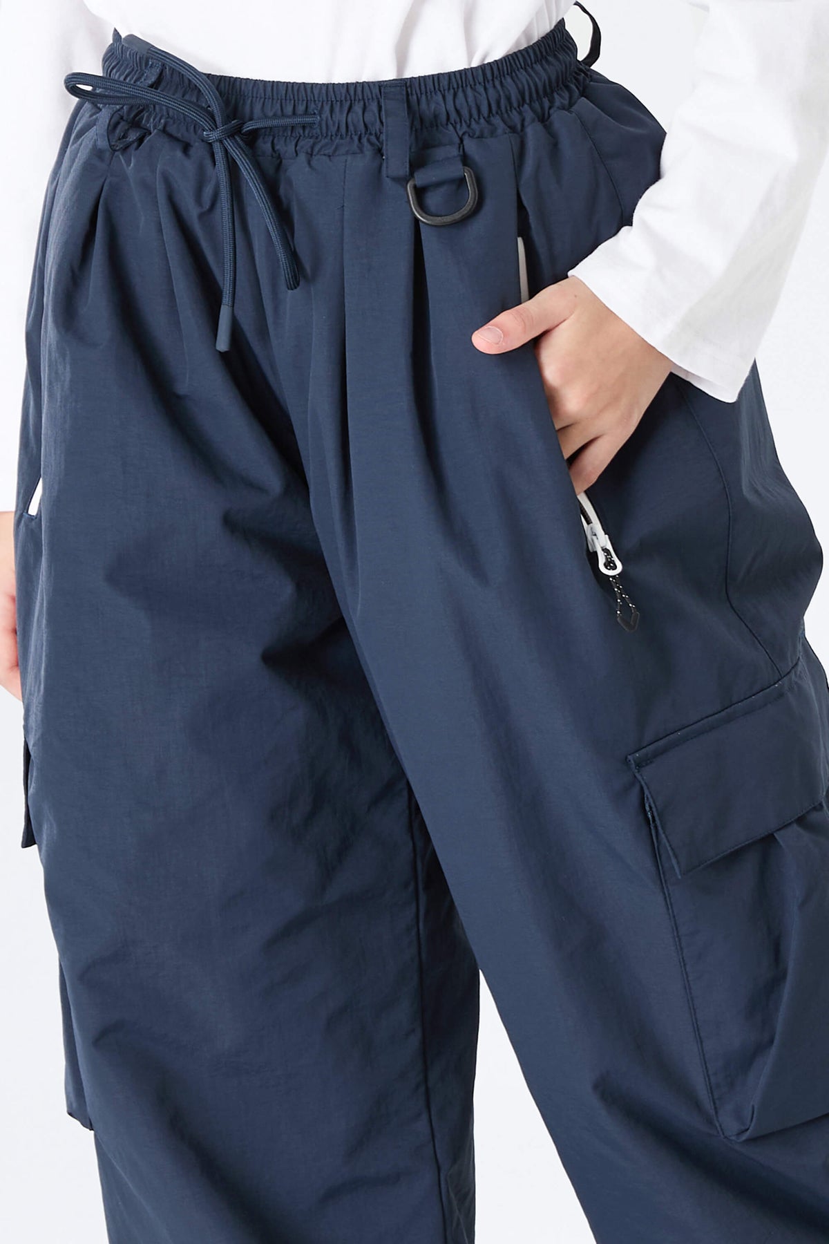Girls' Navy Blue Baggy Insulated Cargo Snow Pants