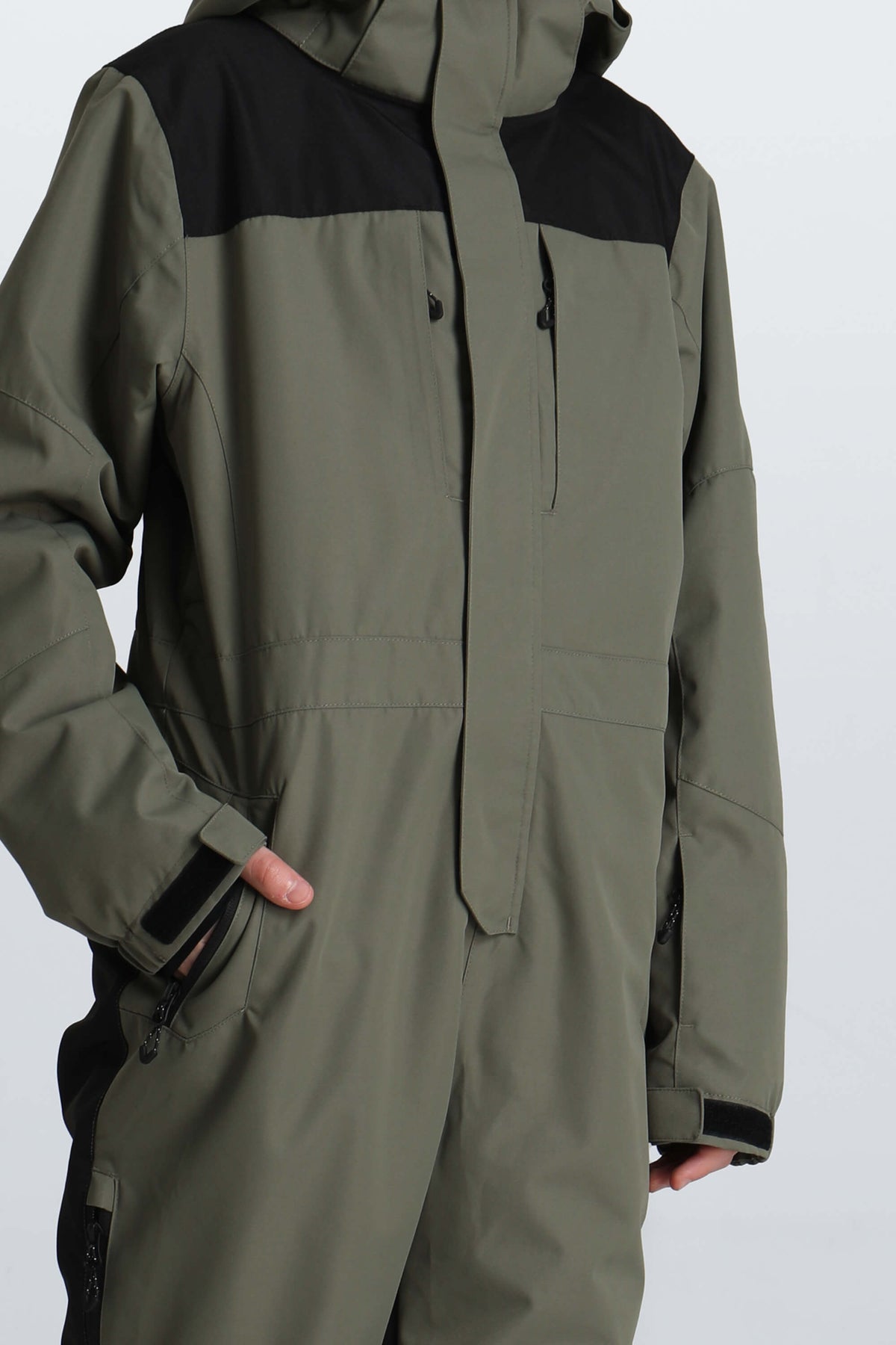 Boys' Army Green Insulated One Piece Snow Suit with Fleece-Lined Collar