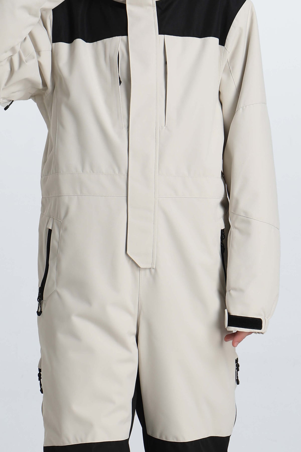Boys' Off White Insulated One Piece Snow Suit with Fleece-Lined Collar
