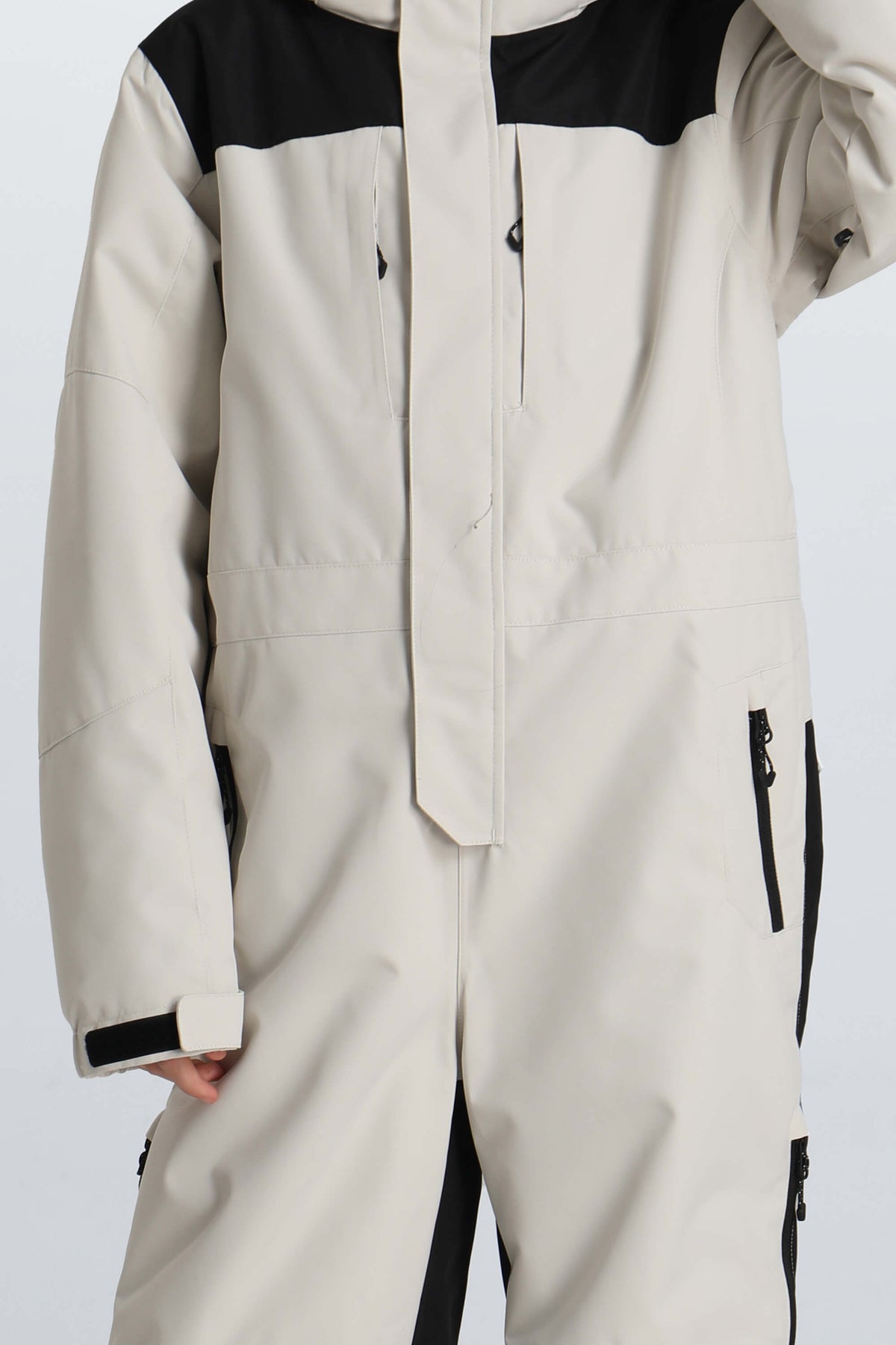 Girls' Off White Insulated One Piece Snow Suit with Fleece-Lined Collar