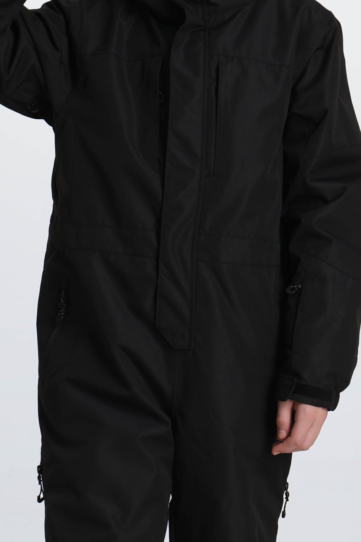 Boys' Black Insulated One Piece Snow Suit with Fleece-Lined Collar