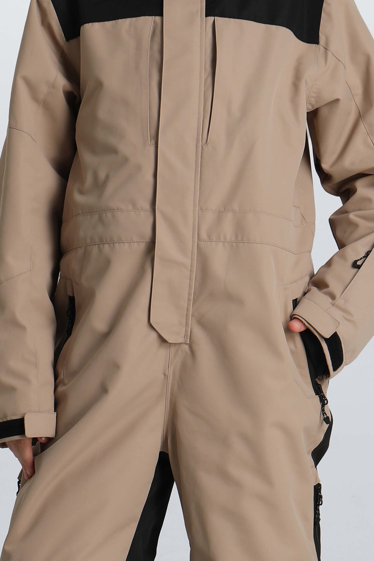Girls' Khaki Insulated One Piece Snow Suit with Fleece-Lined Collar