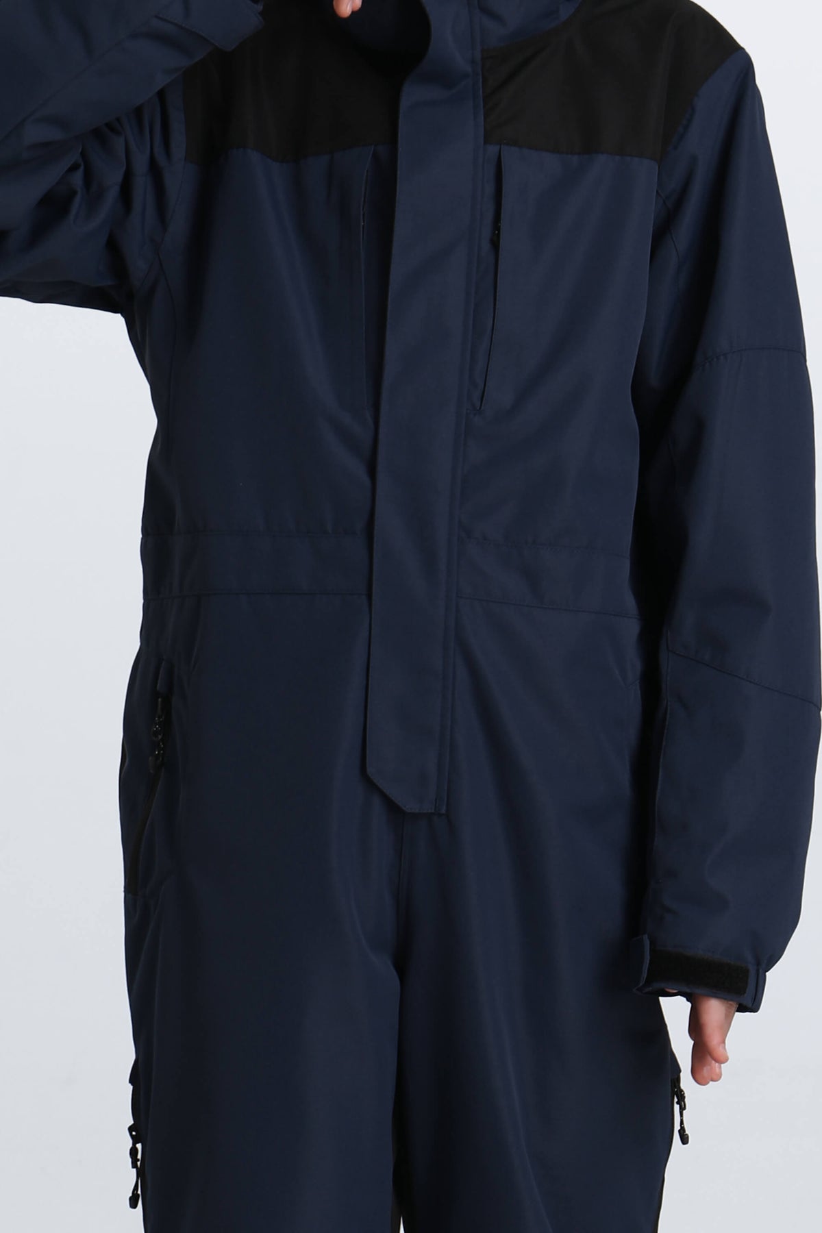 Boys' Navy Blue Insulated One Piece Snow Suit with Fleece-Lined Collar