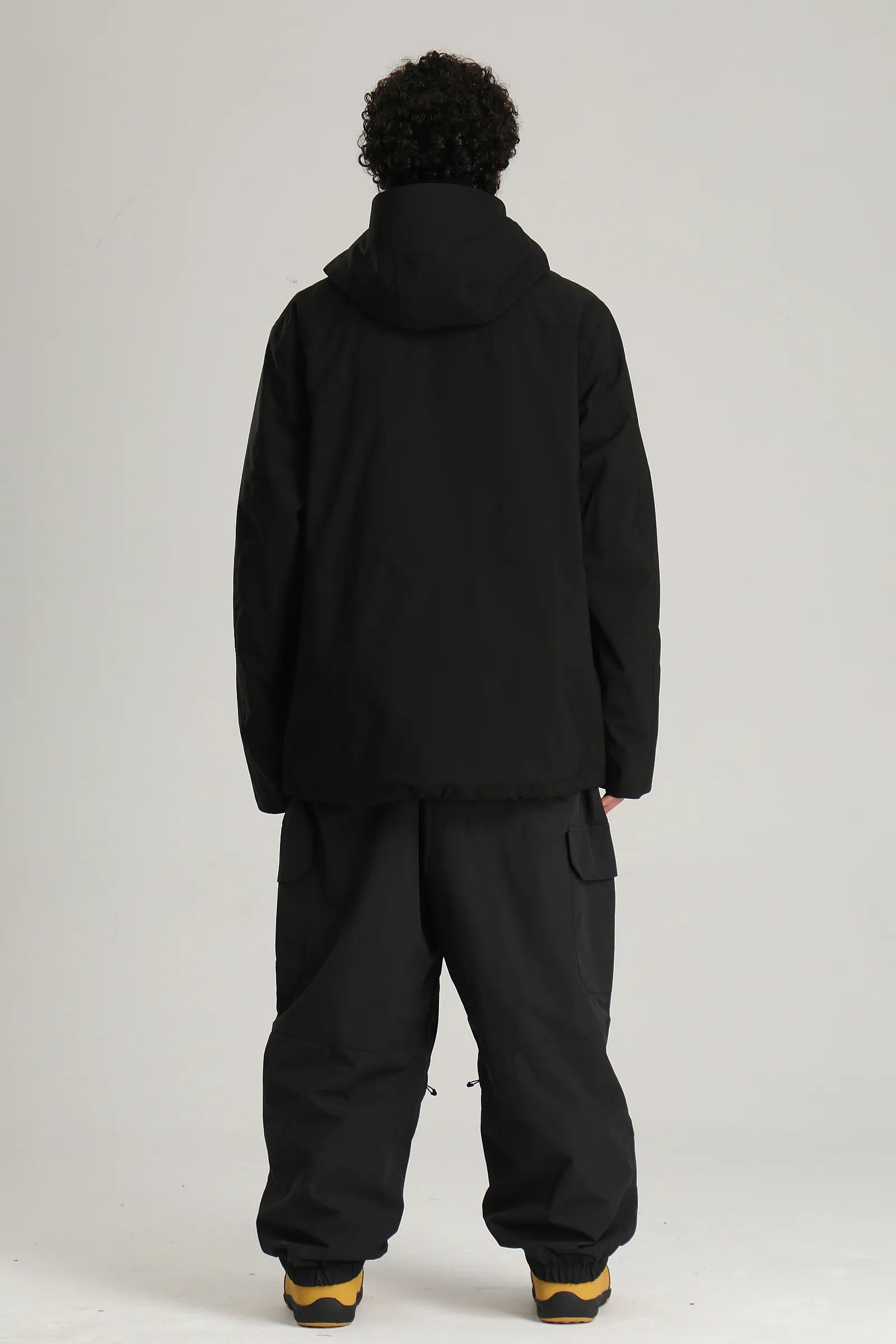 Men's Black Technical Contrast Insulated Baggy Snow Jacket