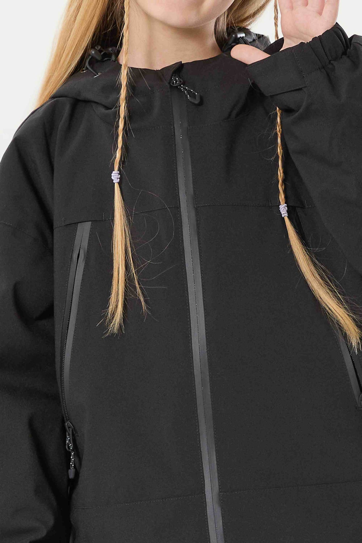 Girl's Black insulated Snow Jacket With Detachable Ear Hood