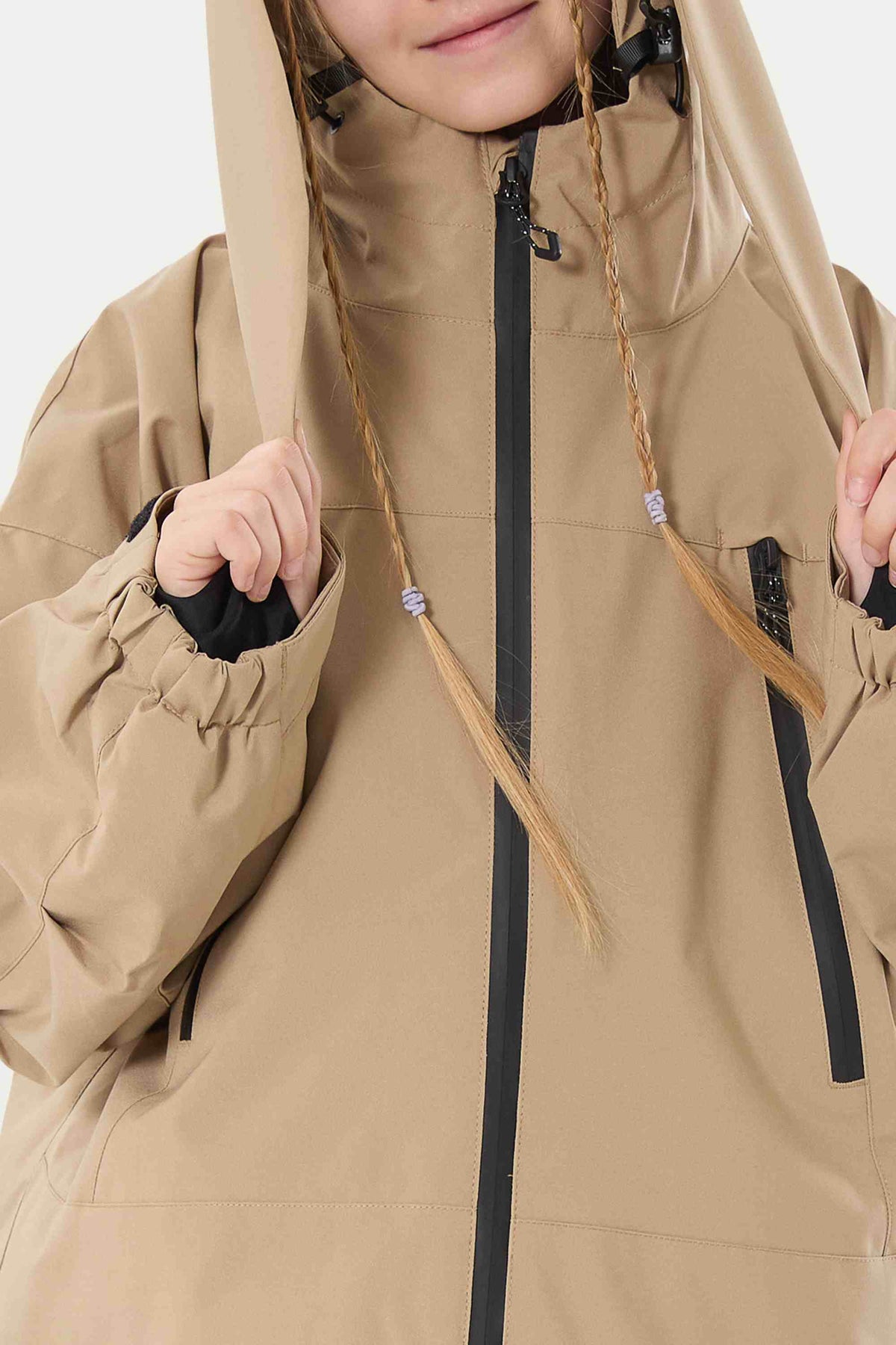 Girl's Khaki insulated Snow Jacket With Detachable Ear Hood