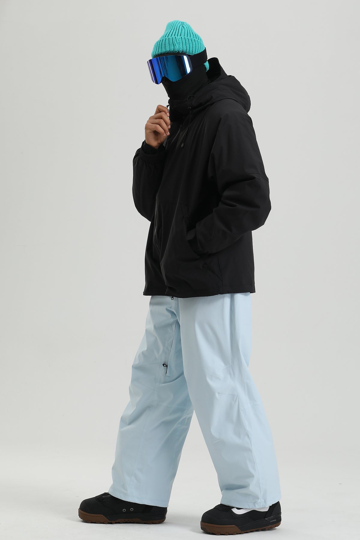 Men's Ice Blue Waterproof Freestyle Relaxed Fit Snowboard Pants