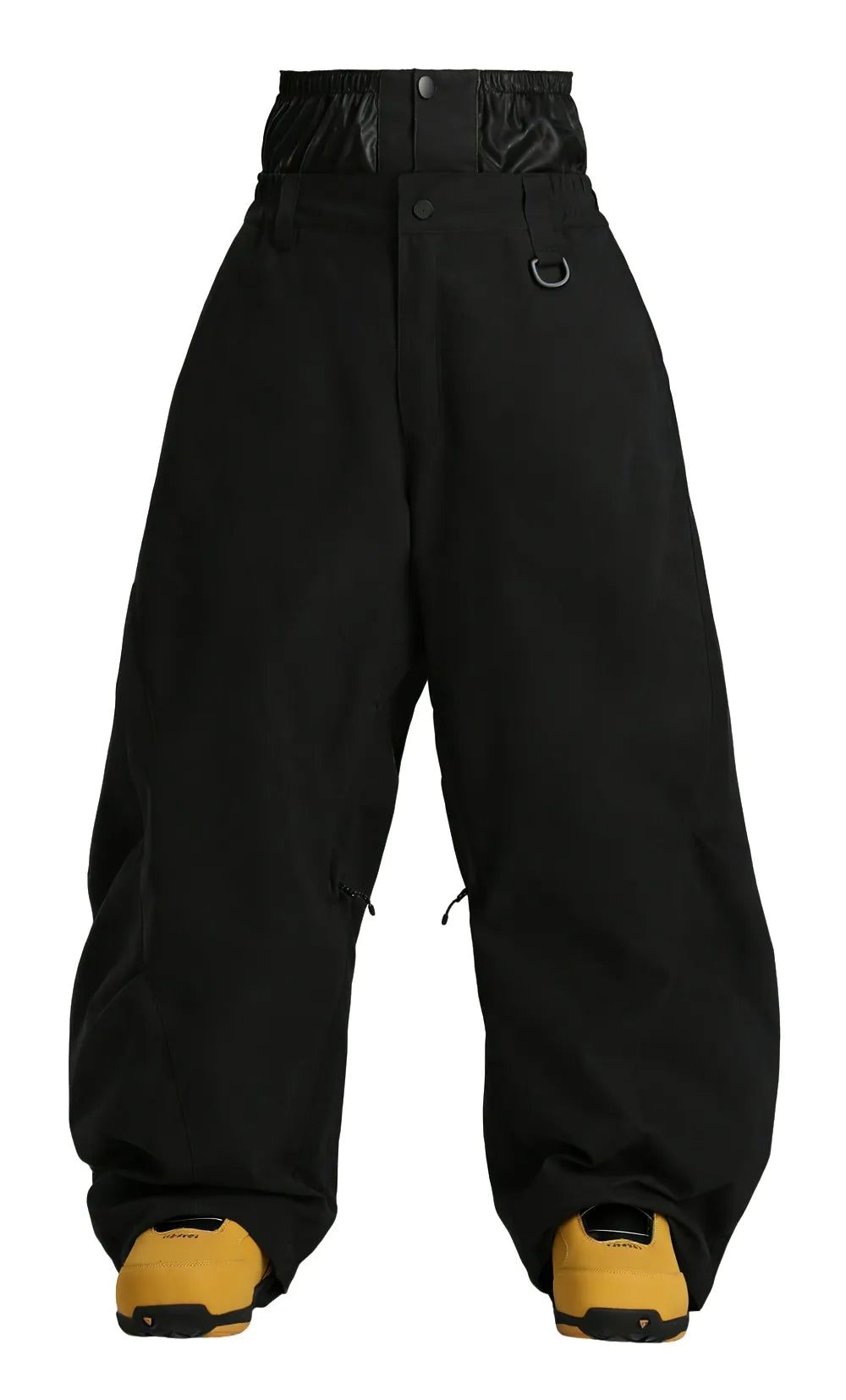 Men's Black Articulated Fit Brushed Relaxed Tapered Snow Pants