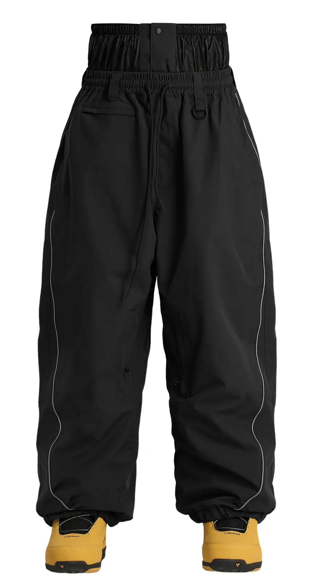 Women's Black Color Baggy Reflective Snow Pants