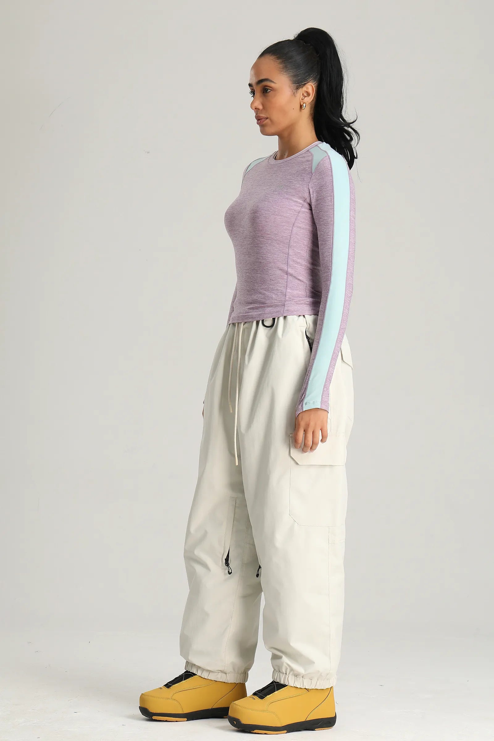 Women's Off White Technical Utility Hidden Pockets Baggy Snow Pants