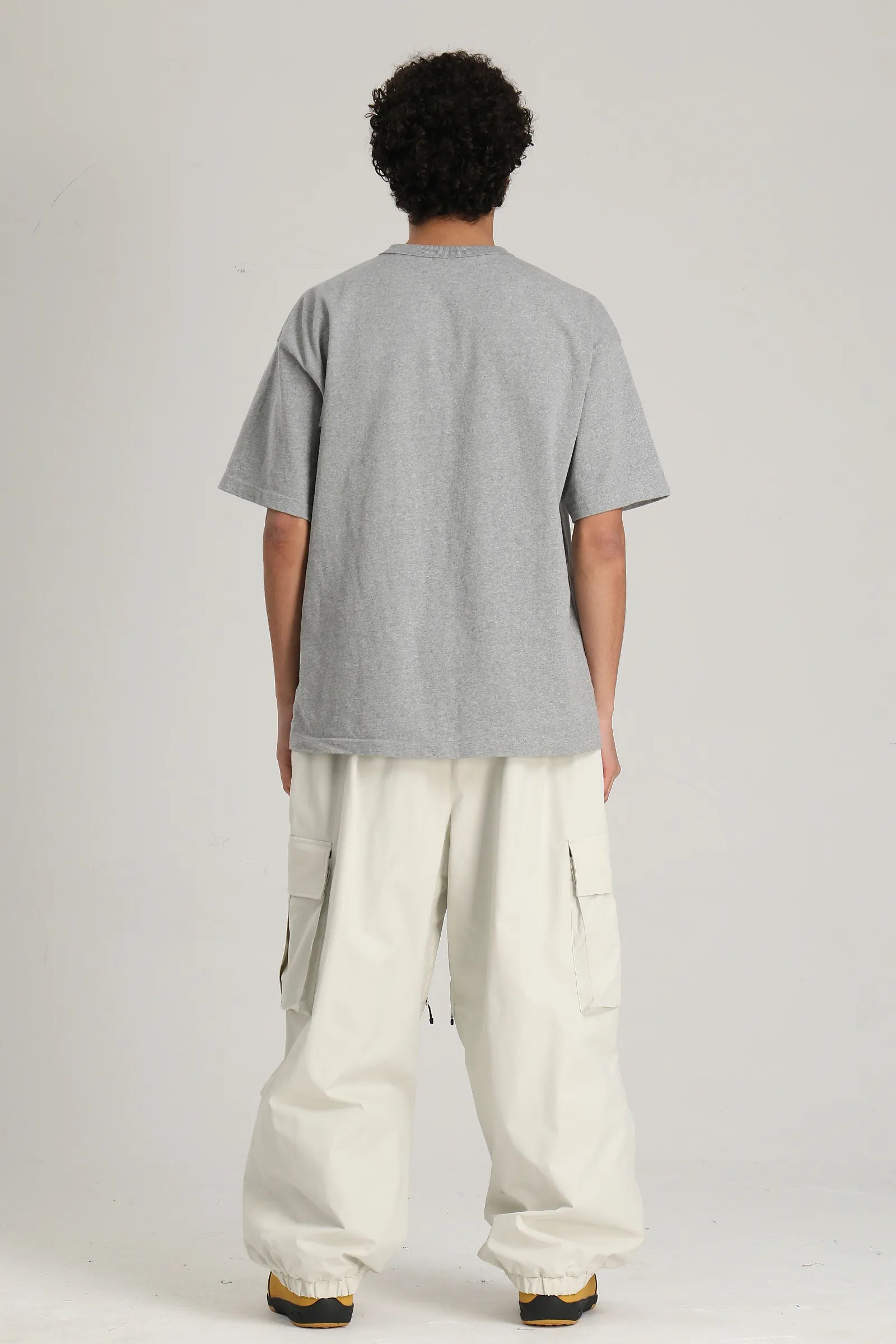 Men's Off White Contrast Zipper Baggy Snow & Ski Pants