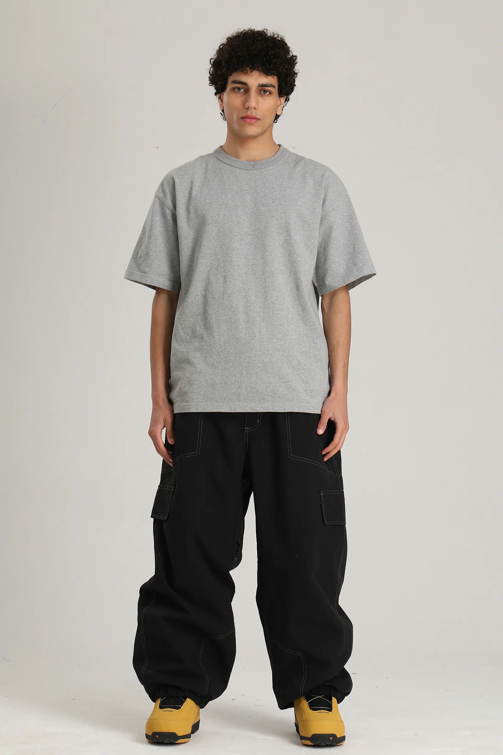 Men's Black Contrast Stitch Relaxed Fit Snow Pants