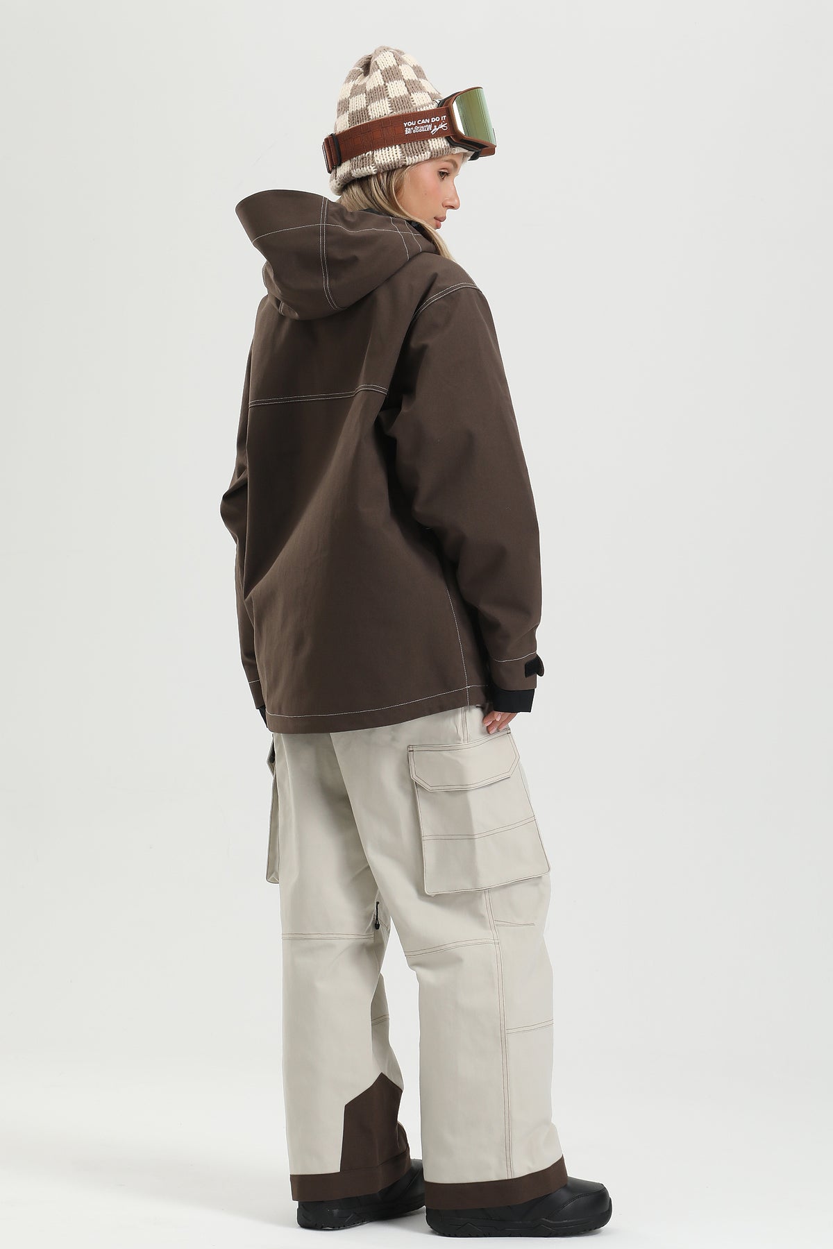 Women's Off White Utility Contrast-Stitch Baggy Snow Pants