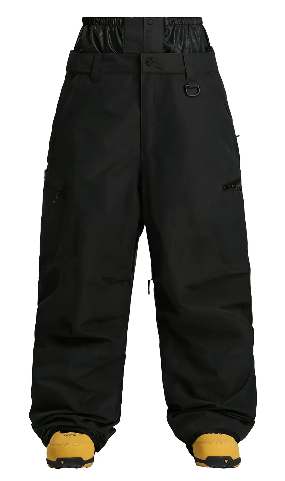 Women's Black Color Block Relaxed Fit Technical Snow Pants
