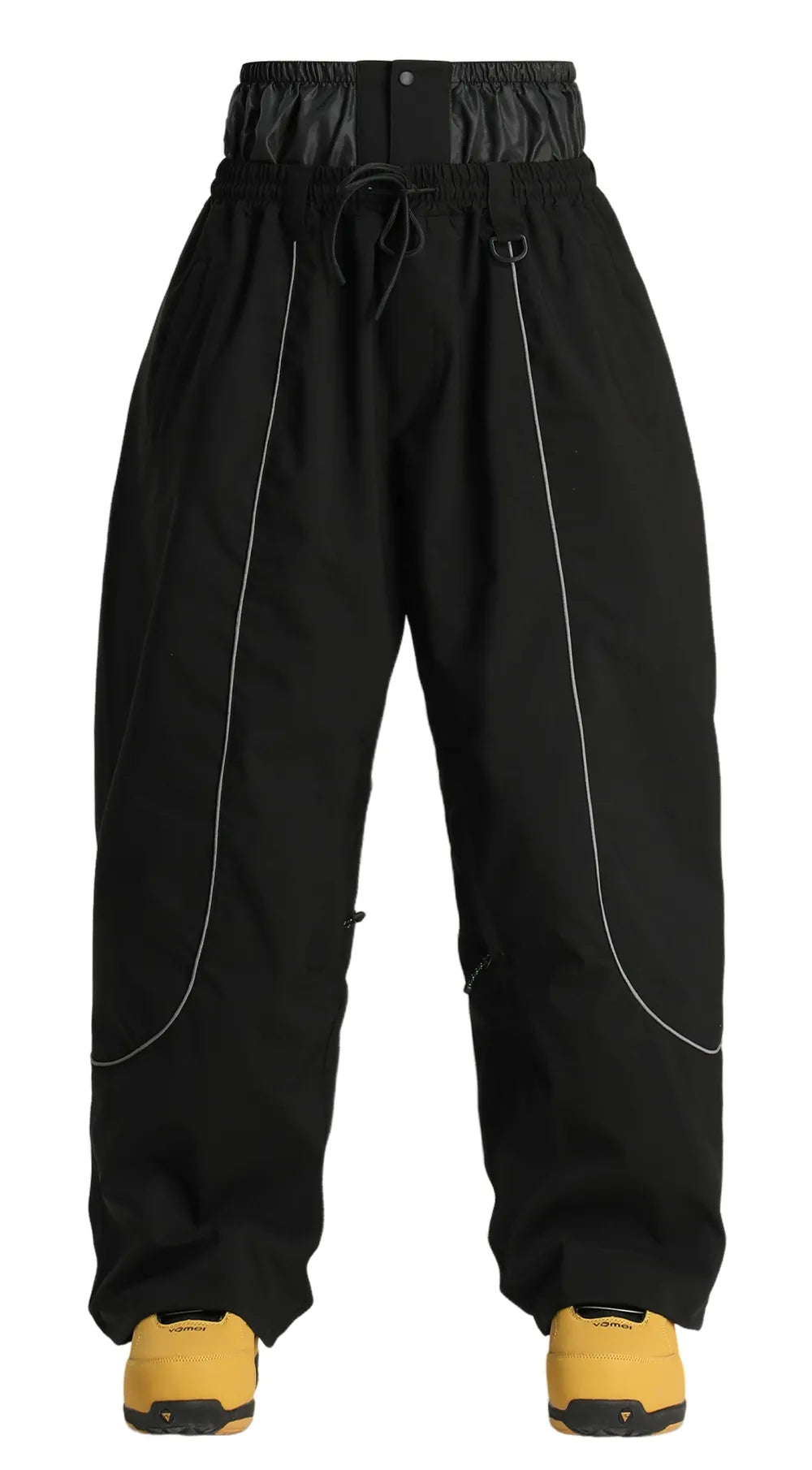 Men's Black Utility Reflective Baggy Snowboard Pants