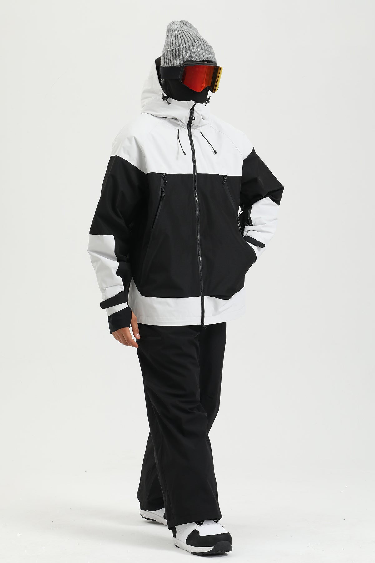 Men's Black Performance Fabric Urban Outdoor Baggy Snow Pants