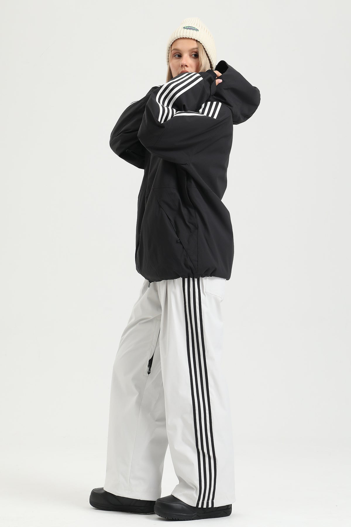 Women's White Insulated Urban Outdoor Baggy Snow Pants