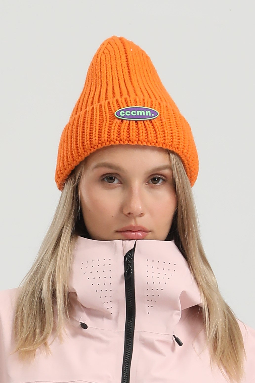 Unisex Orange Patch Cuffed Tall Pointed Knit Warm Soft Comfortable Beanie