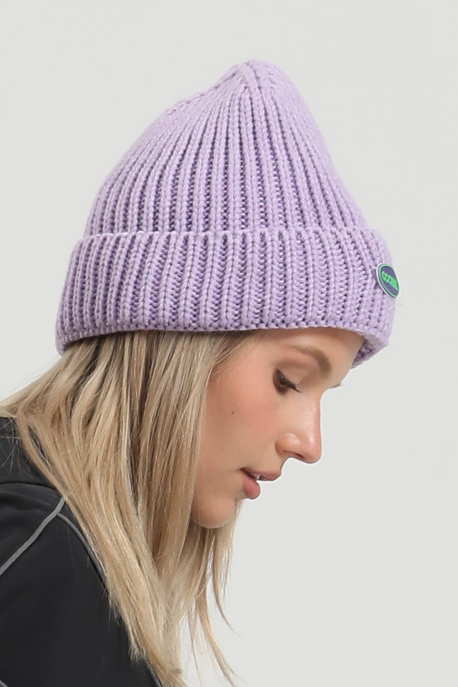 Unisex Purple Patch Cuffed Tall Pointed Knit Warm Soft Comfortable Beanie