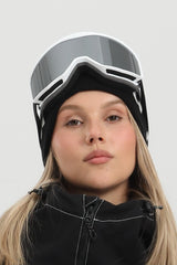Unisex Silver Mirror Lens White Full Frame Shatterproof Wide-view Ski & Snowboard Goggles