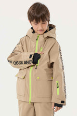 Kids' Off White Insulated Snow Jacket with Fleece-Lined Collar