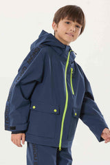 Kids' Army Green Insulated Snow Jacket with Fleece-Lined Collar