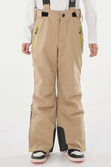 Kids’ Black Flared Snow Pants with Adjustable Suspenders
