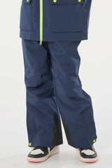 Kids’ Khaki Flared Snow Pants with Adjustable Suspenders