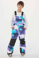 Boys’ Blue Tie-dye Reflective Workwear Snow Bib Pants