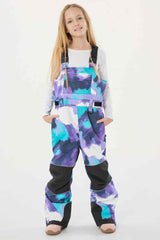 Girls’ Blue Tie-dye Reflective Workwear Snow Bib Pants