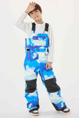 Boys’ Blue Tie-dye Reflective Workwear Snow Bib Pants