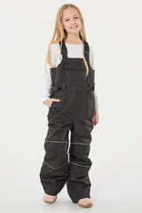 Girls’ Black Reflective Reflective Workwear Snow Bib Pants