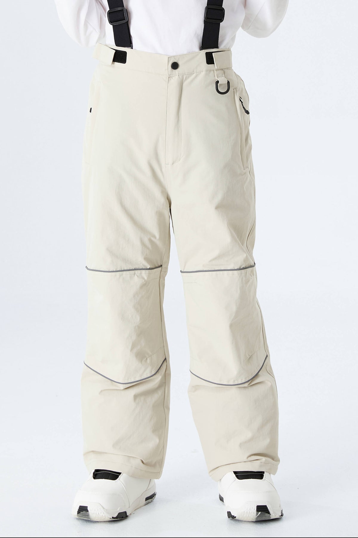 Boys' Off White Reflective Trim Insulated Snow Pants