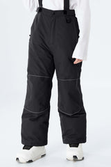 Boys' Black Reflective Trim Insulated Snow Pants