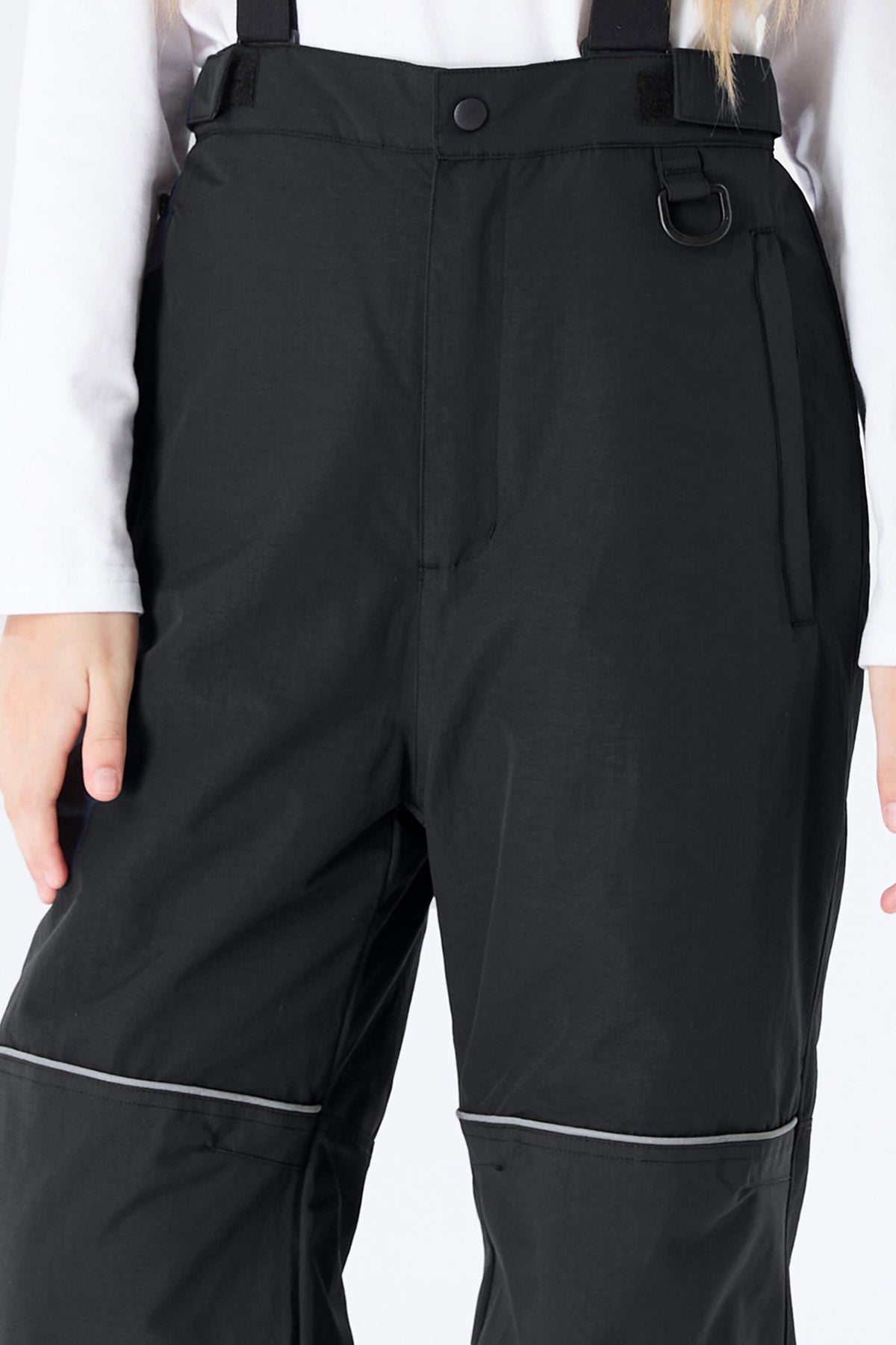 Girls' Black Reflective Trim Insulated Snow Pants