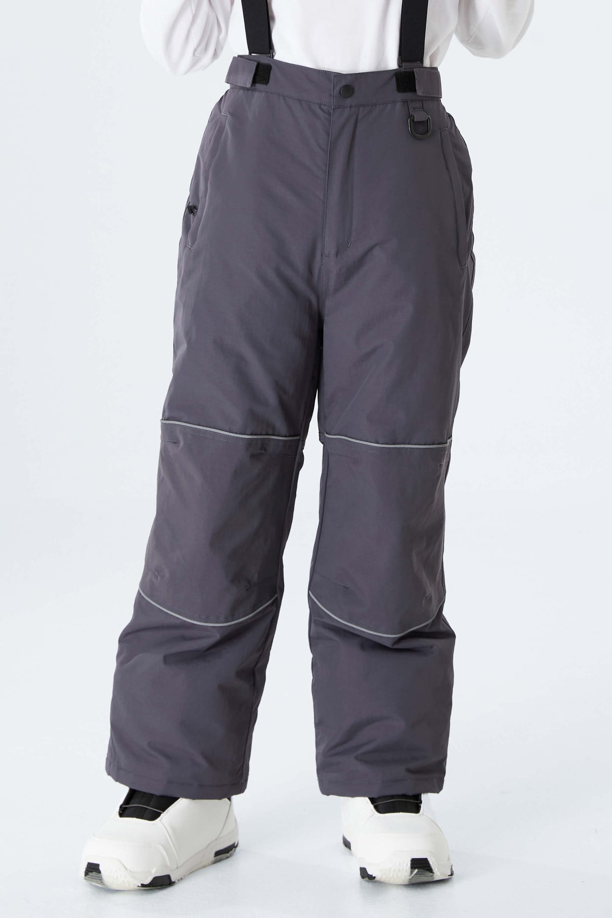 Boys' Gray Reflective Trim Insulated Snow Pants