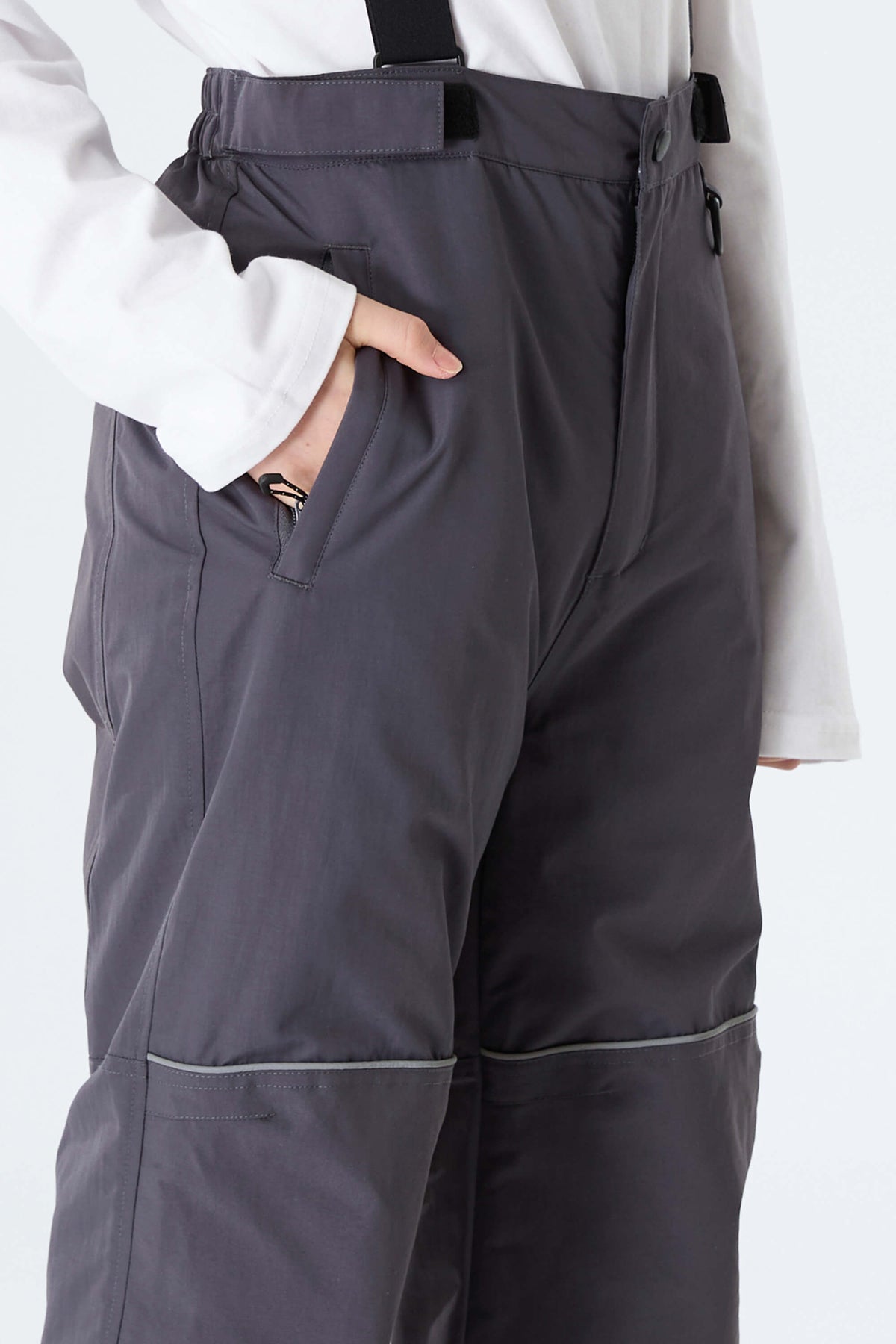 Boys' Gray Reflective Trim Insulated Snow Pants